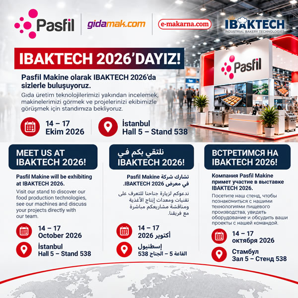 Pasfil Makine - IBAKTECH 2026 - 14-17 Ekim 2026 - Hall 5 Stand 538